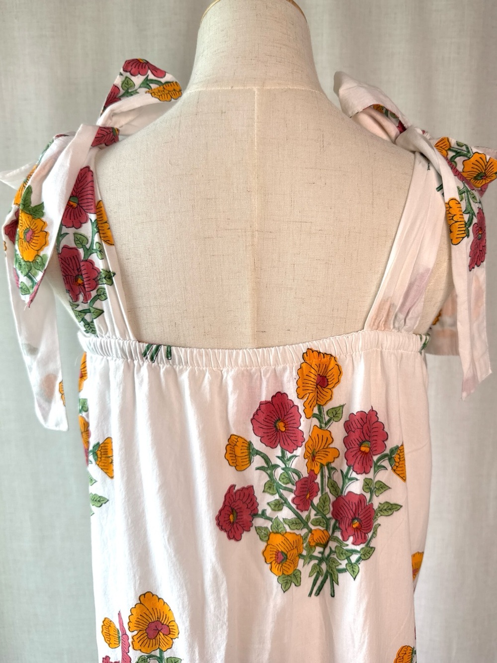 Victoria Dunn King Street Posies Floral Maxi Dress Cotton White Orange Pink XL - Picture 8 of 12